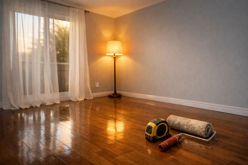 Professional cleaner organizing a spotless Brickell condo